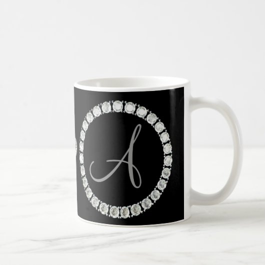 Monogram A rhinestones black bg Kaffeetasse (Rechts)