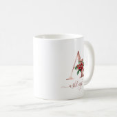 Monogram A Rose Gold Poinsettia Script Kaffeetasse (VorderseiteRechts)