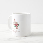 Monogram A Rose Gold Poinsettia Script Kaffeetasse (Vorderseite Links)