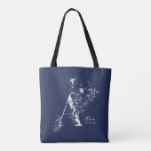 Monogram A Rusticus floral Navy personalisiert  Tasche (Rückseite)
