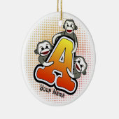 Monogram A Sock Monkey Keramik Ornament (Rechts)