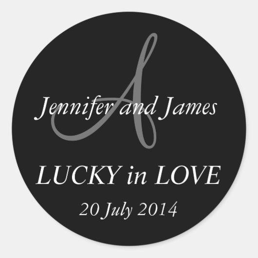 Monogram A Stickers for Weddings Black (Vorderseite)