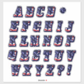 Monogram A to Z American Flag USA Buchstaben Initi Aufkleber (Blatt)