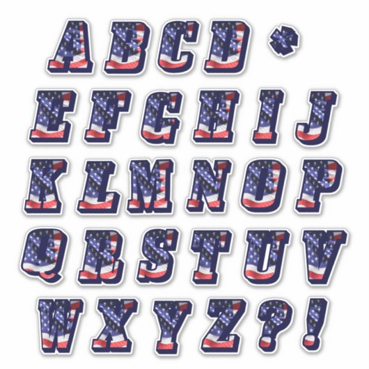 Monogram A to Z American Flag USA Buchstaben Initi Aufkleber (Vorderseite)