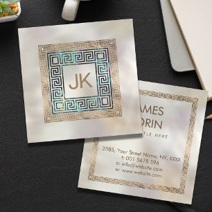 Monogram Abalone und Gold Quadratische Visitenkarte