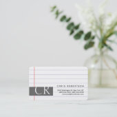 Monogram, abgerundete Ecke Lined Paper Business Ca Visitenkarte (Stehend Vorderseite)