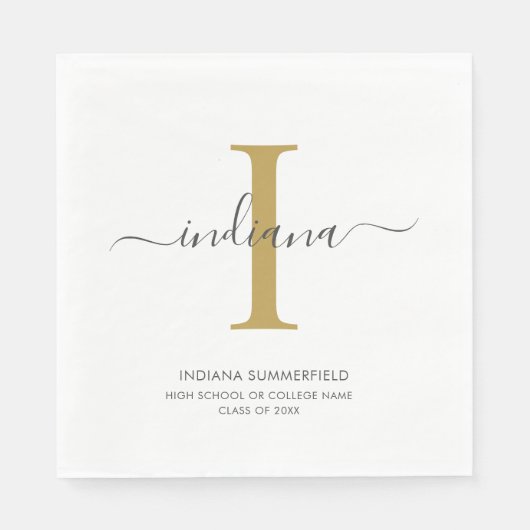 Monogram Abschluss 2022 Script Initial Name Grad Serviette (Vorderseite)