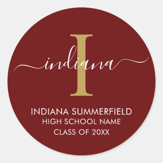 Monogram Abschluss 2025 Modernes Grad Party Custom Runder Aufkleber (Vorderseite)