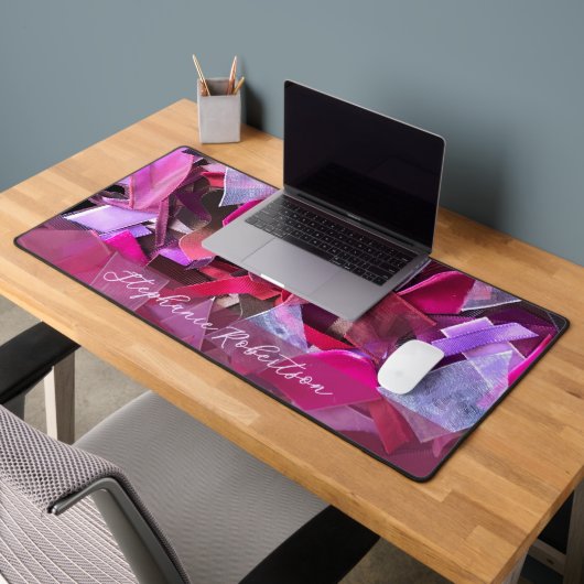 Monogram Abstract 3D Textile Look Pink Purple Red Schreibtischunterlage (Büro 2)