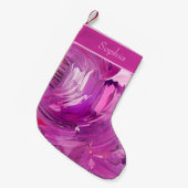 Monogram Abstrakt Art Lila Pink Pinselstriche Kleiner Weihnachtsstrumpf (Vorderansicht (hängend))