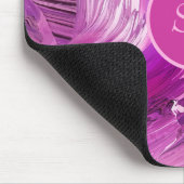 Monogram Abstrakt Art Lila Pink Pinselstriche Mousepad (Ecke)