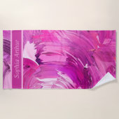 Monogram Abstrakt Art Lila Pink Strandtuch (Vorderseite)