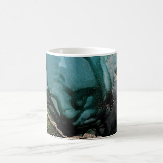 Monogram Abstrakt Black Aquamarin Green Gold Coffe Kaffeetasse (Mittel)