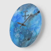 Monogram Abstrakt Blue Black Große Wanduhr (Winkel)