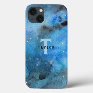 Monogram Abstrakt Blue Black Wassercolor Fine Art Case-Mate iPhone Hülle