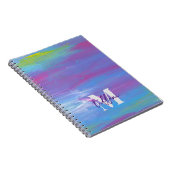 Monogram Abstrakt Blue Green Lila Notizblock (Rechte Seite)