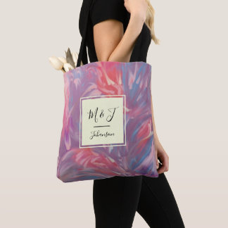 Monogram Abstrakt Blue Lavendel Lila Rose Wirbel Tasche