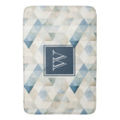 Monogram Abstrakt Blue Tranquil Beach Pattern Bath Badematte (Vorderseite Vertikal)