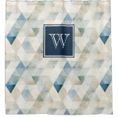 Monogram Abstrakt Blue Tranquil Beach Pattern Show Duschvorhang (Vorderseite)