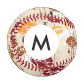 Monogram Abstrakt Elegance Blumenmuster 4 Baseball (Vorderseite Links)