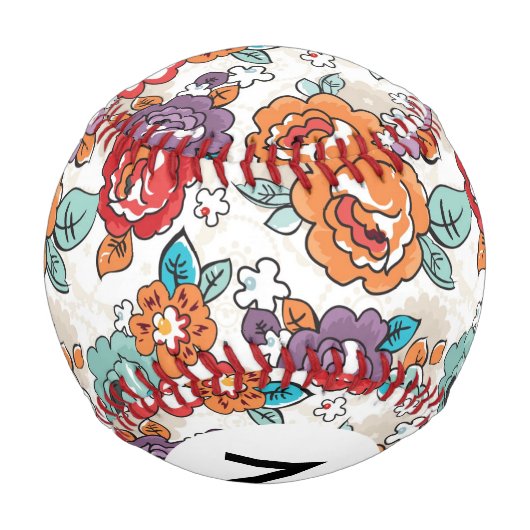 Monogram Abstrakt Elegance Blumenmuster 5 Baseball (Rückseite)