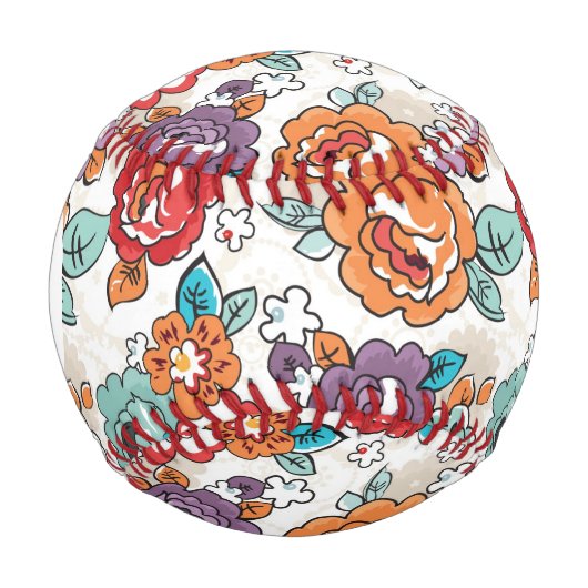 Monogram Abstrakt Elegance Blumenmuster 5 Baseball (Vorderseite)