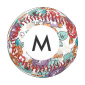 Monogram Abstrakt Elegance Blumenmuster 5 Baseball (Vorderseite Links)