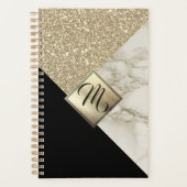 Monogram Abstrakt Gold Glitzer und Marmor Planer (Vorderseite)