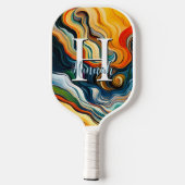 Monogram abstrakt Modern Art Colorado Wirbel Pickleball Schläger (Rückseite)