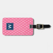 Monogram Abstrakt Pink Line Strokes Muster Gepäckanhänger (Vorderseite horizontal)