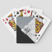 Monogram Abstrakt Silver Glitzer und Marmor Spielkarten (Rückseite)