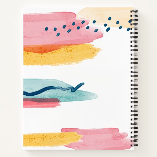 Monogram Abstrakt Watercolor Modern Pink Yellow Notizblock (Rückseite)