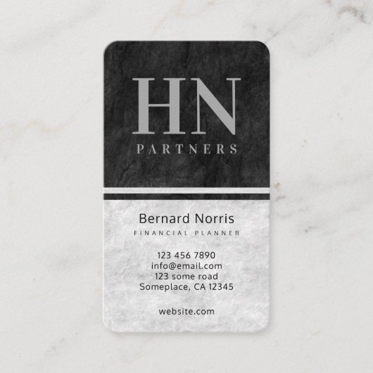 Monogram Accountant für Schwarz-Graue Stone Textur Visitenkarte (Vorderseite)