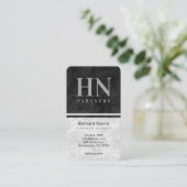 Monogram Accountant für Schwarz-Graue Stone Textur Visitenkarte (Stehend Vorderseite)