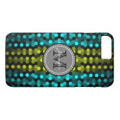 Monogram Acid green & Aqua Hexagons Mosaikmuster Case-Mate iPhone Hülle (Rückseite (Horizontal))