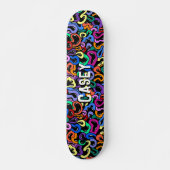 Monogram Add First Name Colorful Bubble Pattern Skateboard (Vorne)