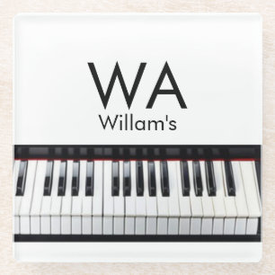 Monogram add initial letter name text piano music glasuntersetzer