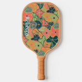Monogram Add Name Retro Funky Colorful Blume Pickleball Schläger (Vorderseite)