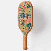 Monogram Add Name Retro Funky Colorful Blume Pickleball Schläger (Links)