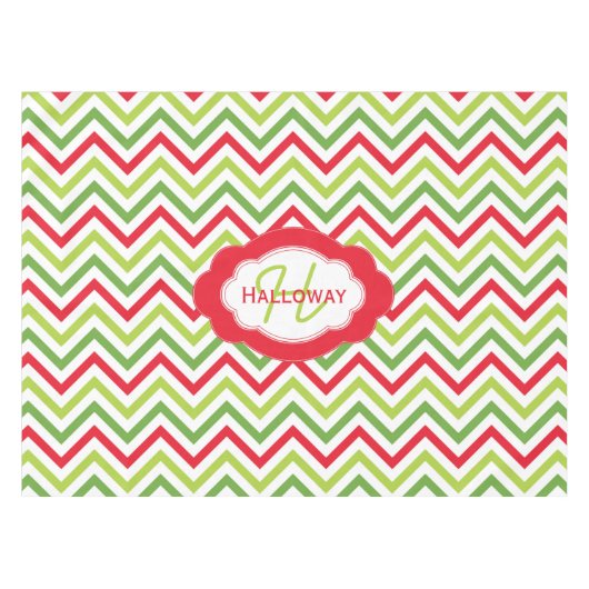 Monogram Add Name Zickzack Christmas Tableclout Tischdecke (Vorderseite (Horizontal))