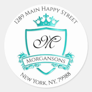 Monogram Address Crown Royal White Mint UAWG Runder Aufkleber