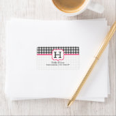 Monogram Address Label - Gray Gingham und Pink Adressaufkleber (Insitu)