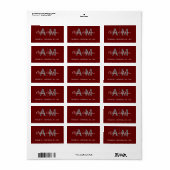 Monogram-Adresse des modernen Gray and Red Couple Adressaufkleber (Vorne)