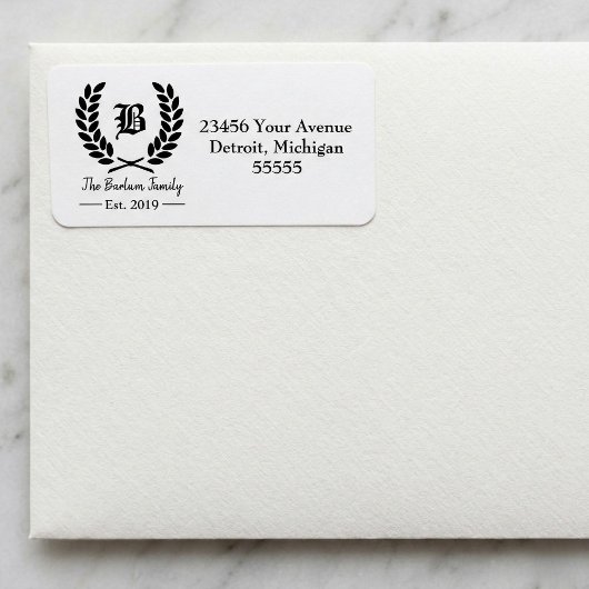 Monogram-Adressenmarken für benutzerdefinierte Fam Adressaufkleber