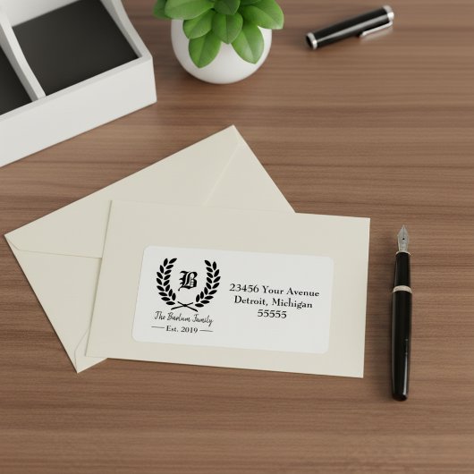 Monogram-Adressenmarken für benutzerdefinierte Fam Adressaufkleber