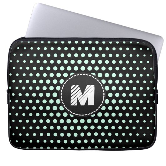 Monogram Aero blue Techno Dots Modern Laptopschutzhülle (Vorderseite)