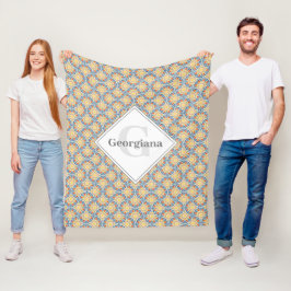 Monogram-Ägäische Sommer-Orangen und Zitronenfäche Fleecedecke