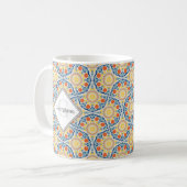 Monogram-Ägäische Sommer-Orangen und Zitronenfäche Kaffeetasse (Vorderseite Links)