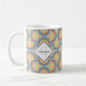 Monogram-Ägäische Sommer-Orangen und Zitronenfäche Kaffeetasse (Links)