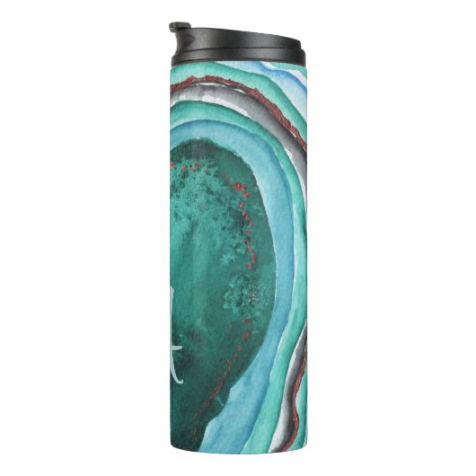 Monogram Agate Geode Blue Green Copper Thermosbecher (Nach rechts gedreht)
